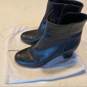 Vince Black Leather Heeled Boots, size 8